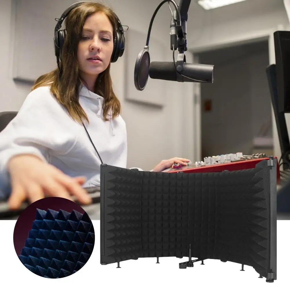 3/5 Panels Adjustable Microphone Isolation Shield Cover Wind Screen Pop Filter Foldable For Studio Mic Recording Soundproofing