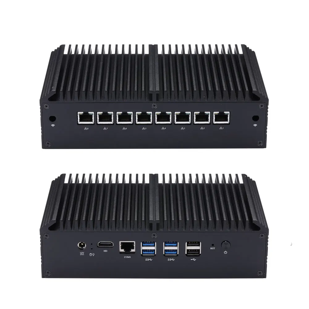 Qotom Mini Pc Q800Ge 8Th Gen Celeron Core I3 I5 I7 Con 8 Gigabit Nic Firewall Router Aes-Ni Computer Fanless