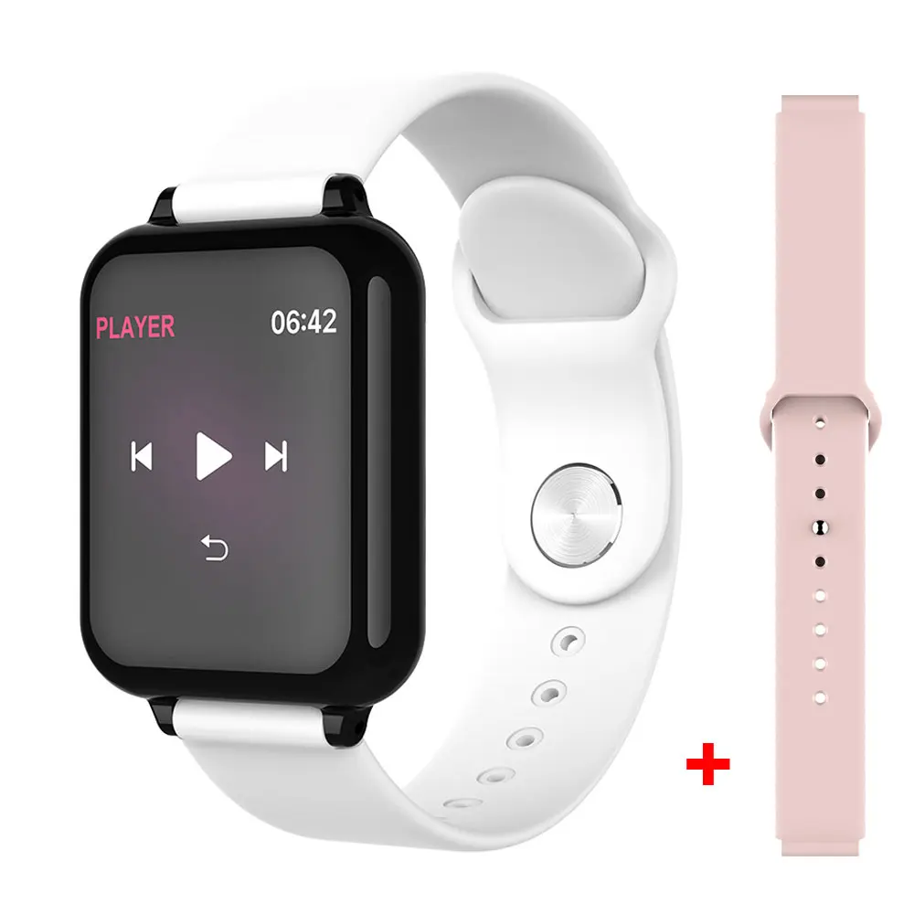 COXANG b57 Смарт-часы с измерением давления для мужчин t монитор сердечного ритма b57 Smartwatch Водонепроницаемый Шагомер Смарт-часы ladie/для мужчин - Цвет: White Pink Strap