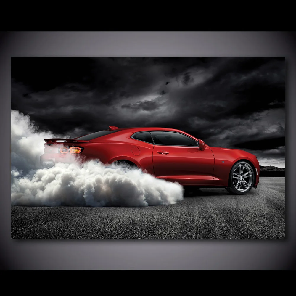 Chevrolet Camaro SS красное автомобильное колесо дыма мышечные автомобили настенное