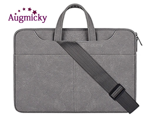 Dark gray Водонепроницаемая женская сумка для ноутбука из искусственной кожи, чехол для ноутбука, портфель для Macbook Air 13,3 14 15,6 дюймов, мужские сумки через плечо - Цвет: Dark gray