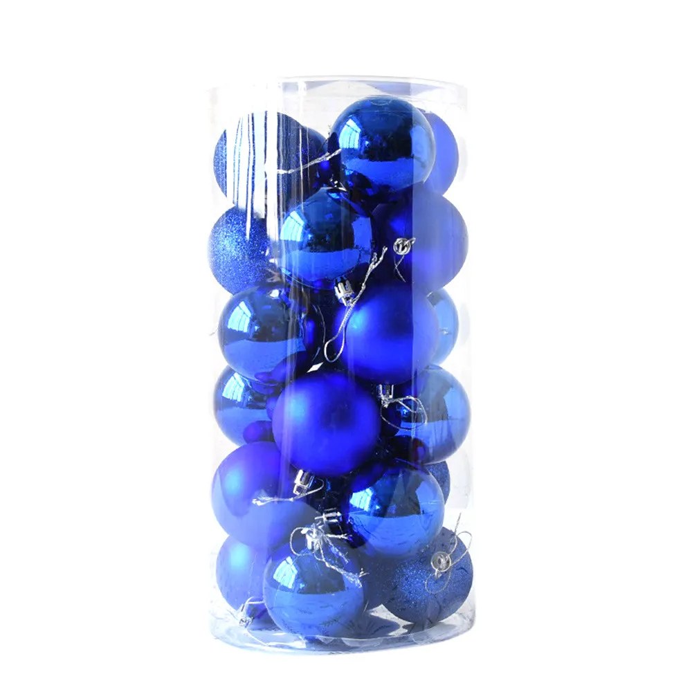 Blue 24 шт./лот Рождественская новогодняя елка Декор шар-безделушка рождественские вечерние Висячие шар, украшение, Декор рождественские украшения для дома - Цвет: Blue