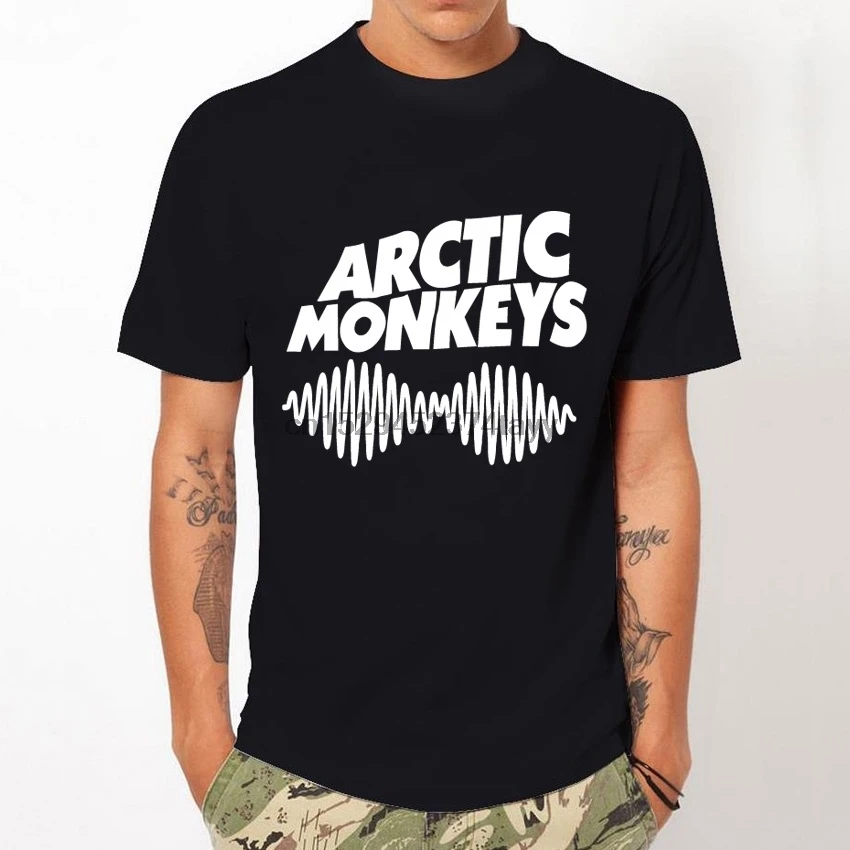 Модная детская рубашка с надписью печатных ARCTIC MONKEYS Круглый воротник черная