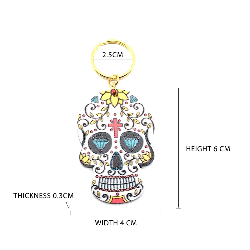 Сахарный Череп брелки Calavera Сладкая причудливая цепочка для ключей с черепом