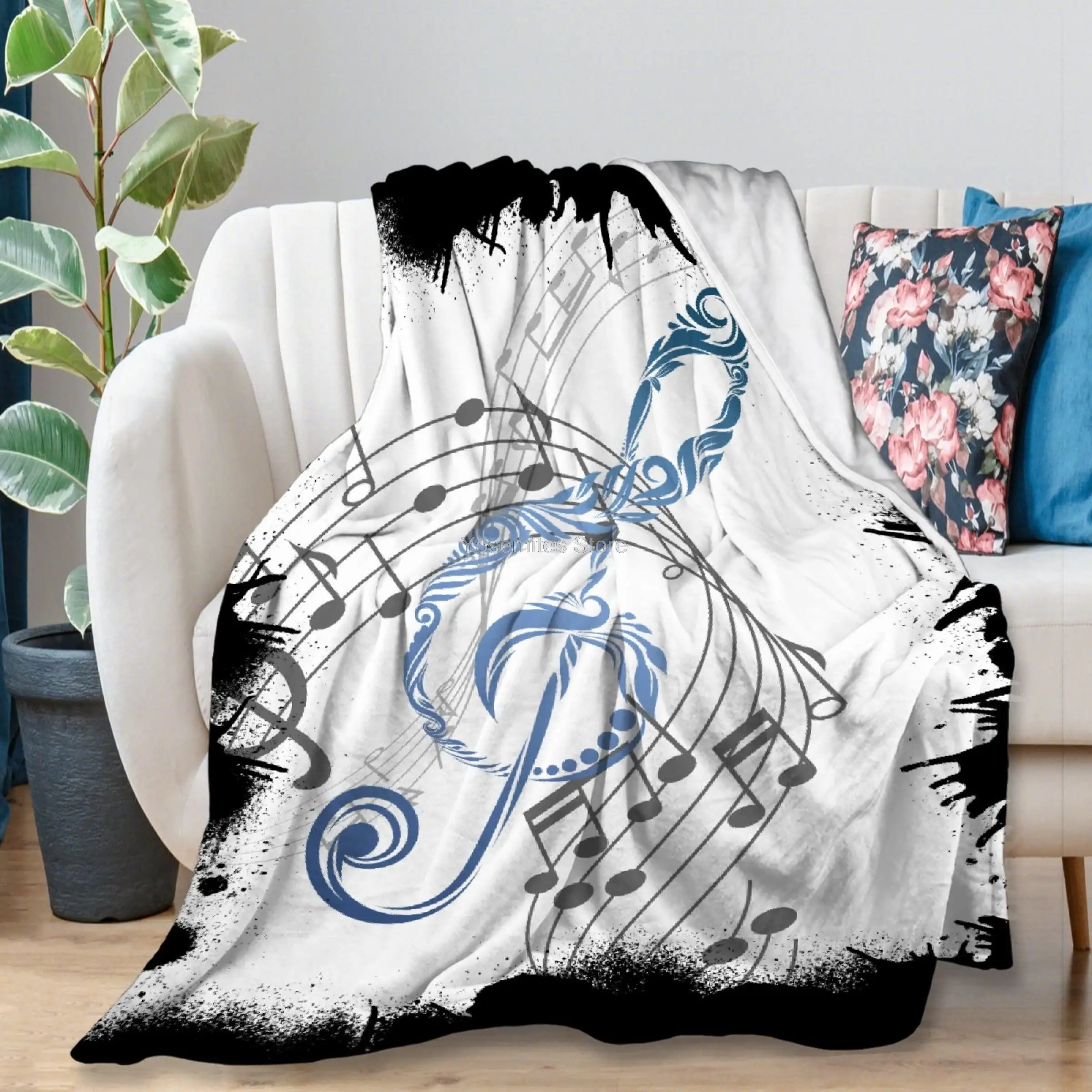 

Yaoola Music Note Flannel Blanket, All Season Soft Cozy Plush Bed Throw fit Bedroom Living Room Sofa Couch Bedding Office Cinema