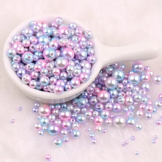 150-200Pcs Colorful ABS Imitation Pearls Mix 3-8mm Round Beads With Holes DIY Bracelet Charms Necklace Beads For Jewelry Making Mermaid C01