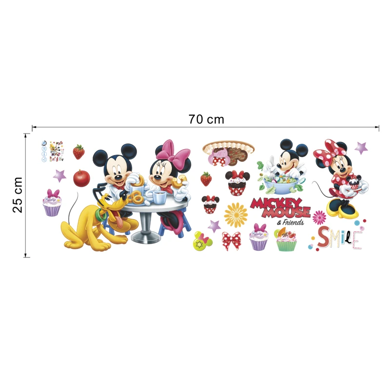 Disney Микки Минни Маус Плутон наклейки на стену для детей комнаты вечерние мультяшное украшение для дома наклейки на стену ПВХ художественная Мураль Сделай Сам плакаты