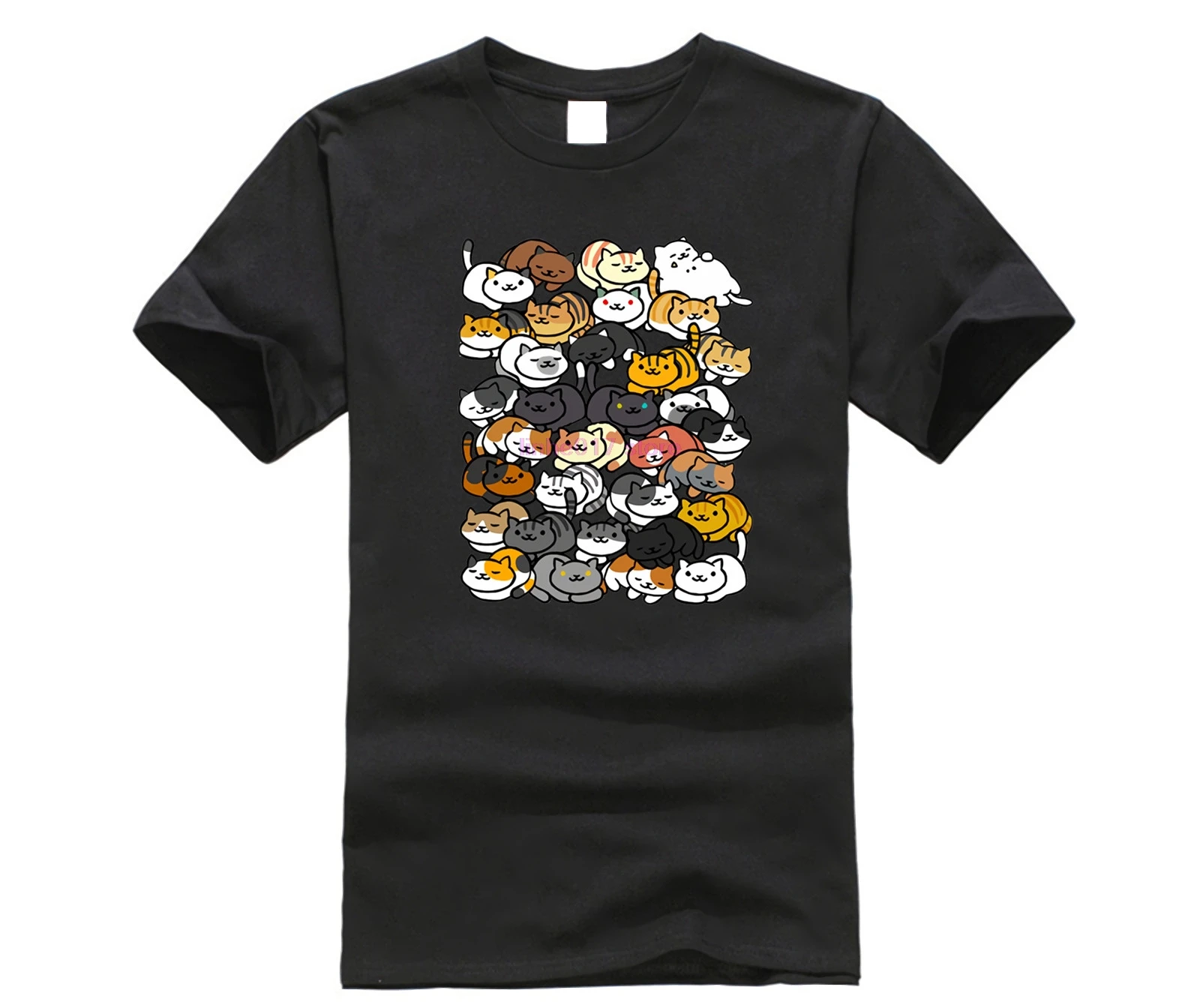 Модная футболка с героями мультфильмов Neko Atsume Sleepy Kitties Мужская забавным японским