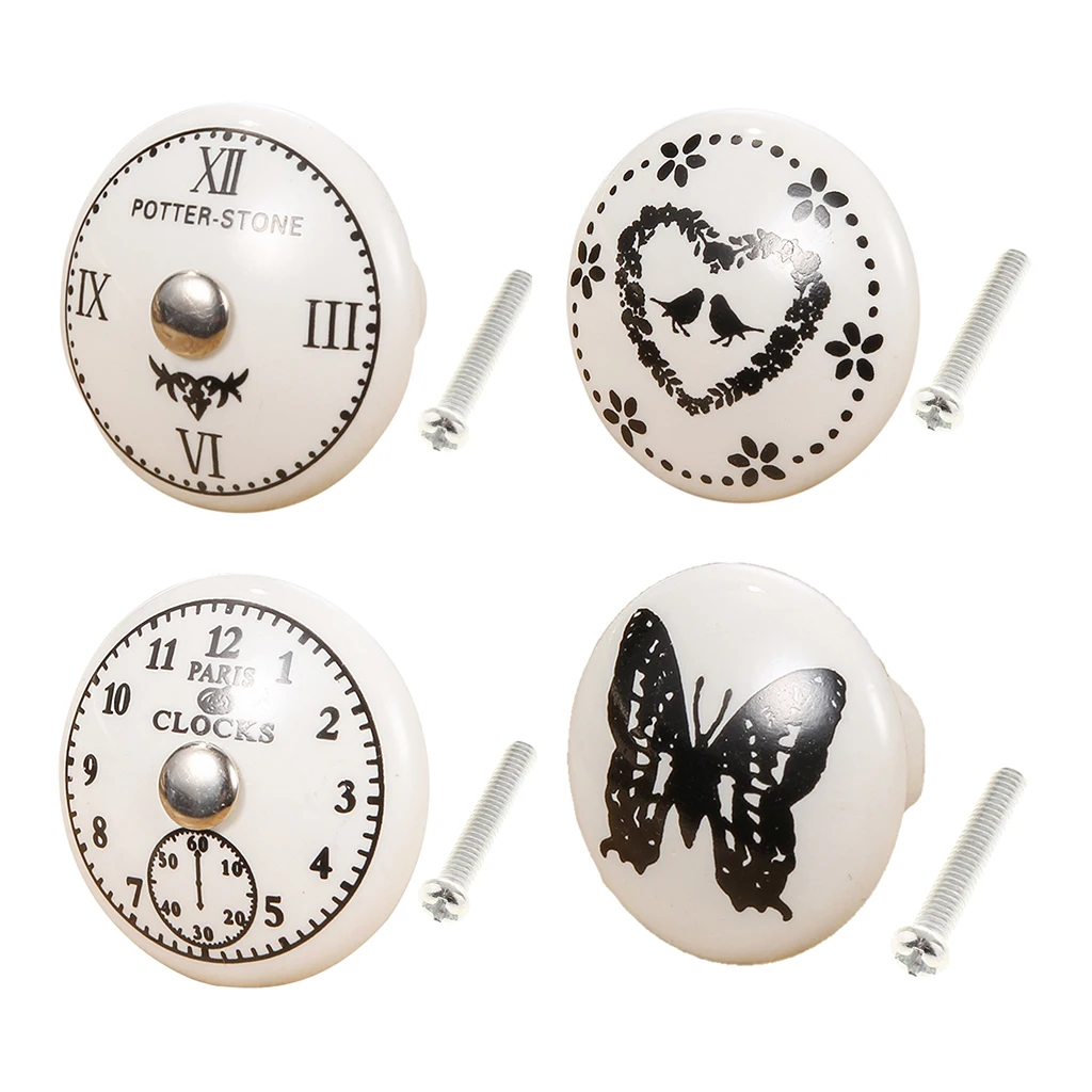Roman Clock Designed Ceramic Knobs For Cupboard Cabinet Drawer Pulls Hardware Cupboard Wardrobe Closet