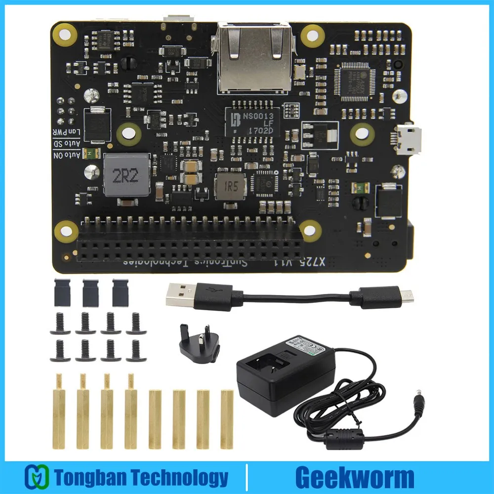 X725 and UK Power Raspberry Pi 4B X725 UPS HAT(18650 мощность макс 5,1 В 8A выход) плата расширения управления питанием с DC 5 В 4A комплект питания - Цвет: X725 and UK Power