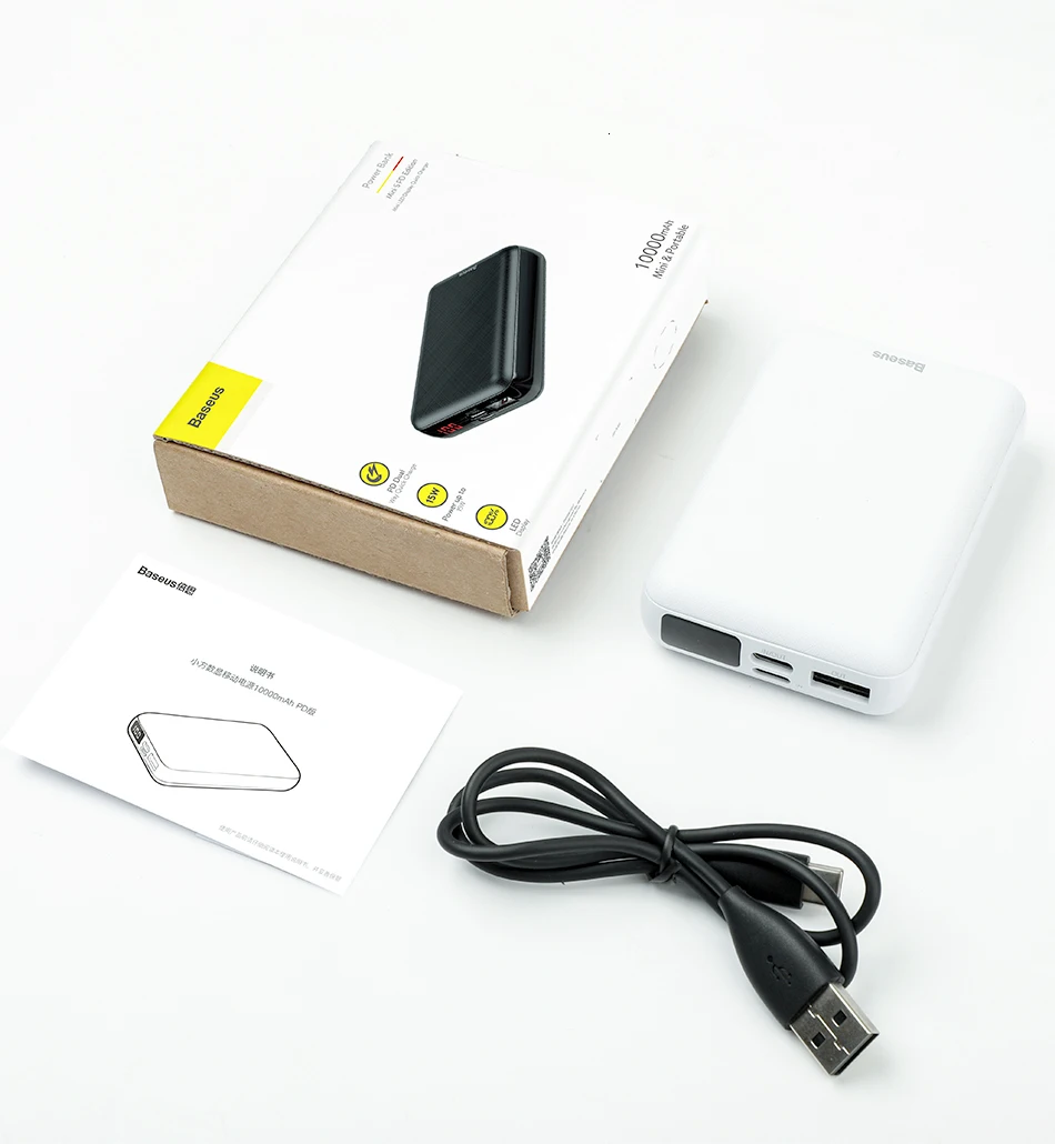 Baseus 10000 мАч mi ni power Bank портативное usb type C быстрое зарядное устройство маленький 10000 мАч power bank для iPhone Xiaomi mi внешний аккумулятор