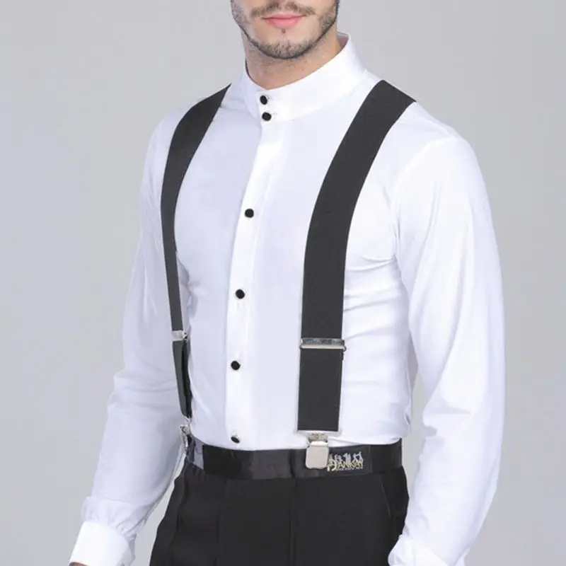 Men Plus Size Black Suspenders 4 Clip Suspender For Pants Male Adjustable Braces 