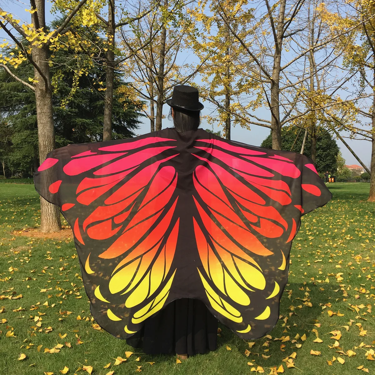 No Stick Belly Dancing of Butterfly Wings Belly Dance Butterfly Cloak Butterfly Shawl Europe US Style Wings 197*130 cm - Цвет: as picture