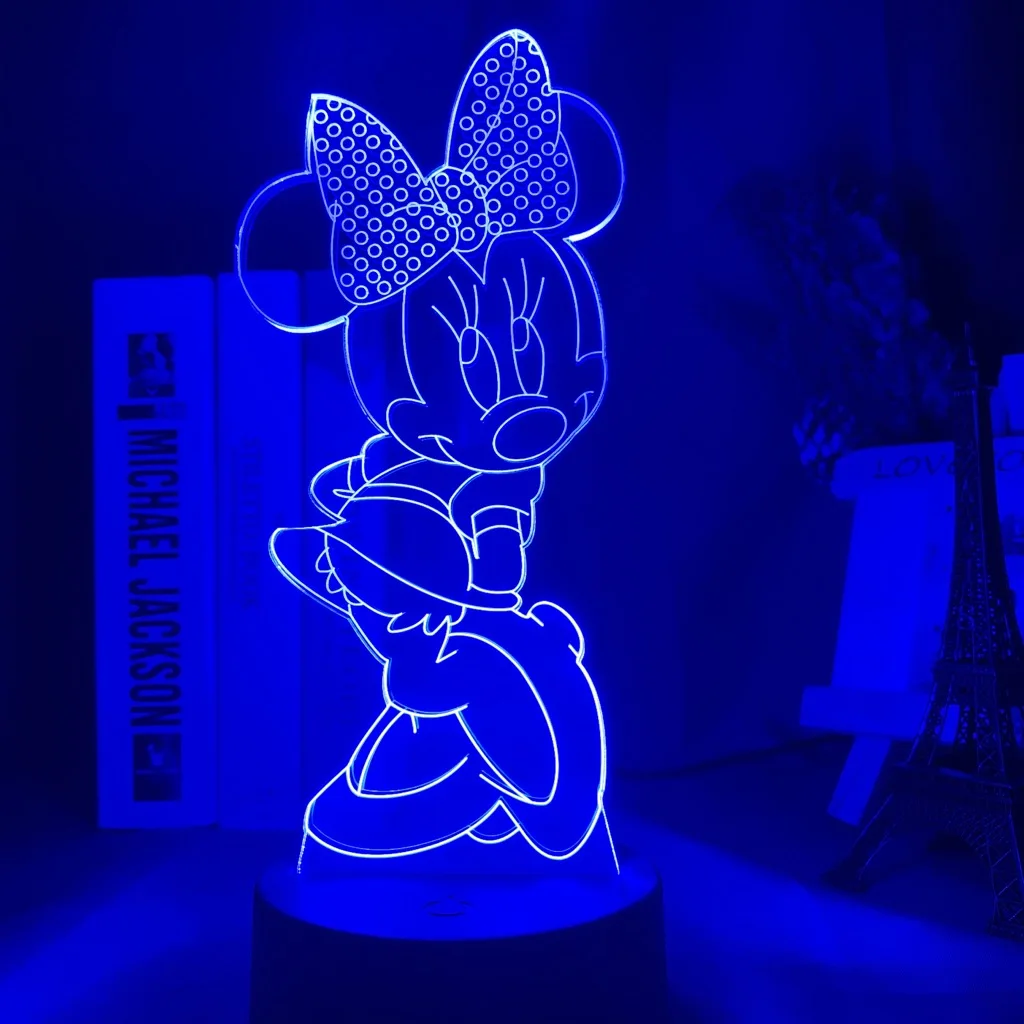 С милым рисунком Минни фигурка мыши светодиодный 3d ночной светильник сенсорный Сенсор красочные детей Спальня ночной Светильник прохладно настольная лампа 3d лампа для Рождественский подарок