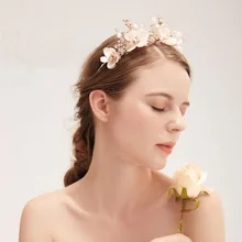 Корейский стиль ручной работы кристалл невесты свадьба корона MORI серии розовый цветочный головной венок Бесконтактный цветок аксессуары свадебное платье