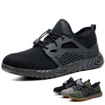 

Work Safety Shoes For Men Mesh Winter Comfortable Boots Working Steel Toe Anti-Smashing Construction Casual Safety Work Sneakers