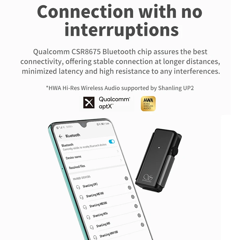  Shanling UP2 Lettore Audio Bluetooth Bluetooth Ad Alte Prestazioni 5.0 APTX-HD Portatile ESS Cuffia