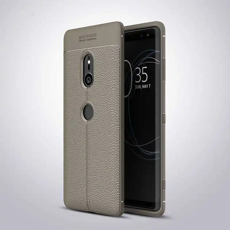 Чехол Mokoemi с узором Личи Ударопрочный Мягкий чехол для sony Xperia XZ3 XZ2 XZ1 XZ для sony Xperia XZ3 XZ2 XZ1 компактный чехол для телефона - Цвет: Gray