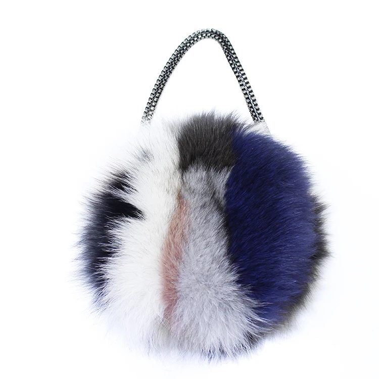 High-grade Winter Women Solid Soft Real Fur Handbags Hand Bag Party Bags Fox Hair Handbag circle Street Show New Year Bag