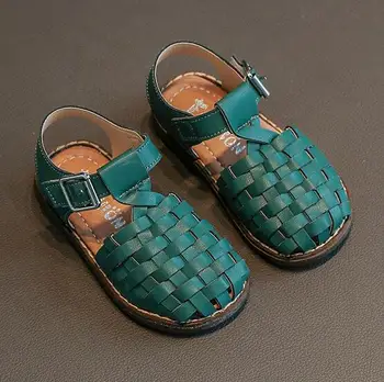 

Girls Sandals Summer Toddler Gladiator Sandals Flat Shoes Weave Children Shoes Girls Princess Cut-outs Kids Leather Shoes