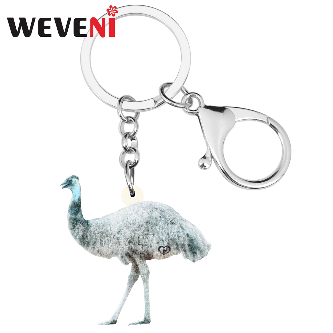 WEVENI акрил серый Emu брелок с птицей длинным объемная печать животные ювелирные