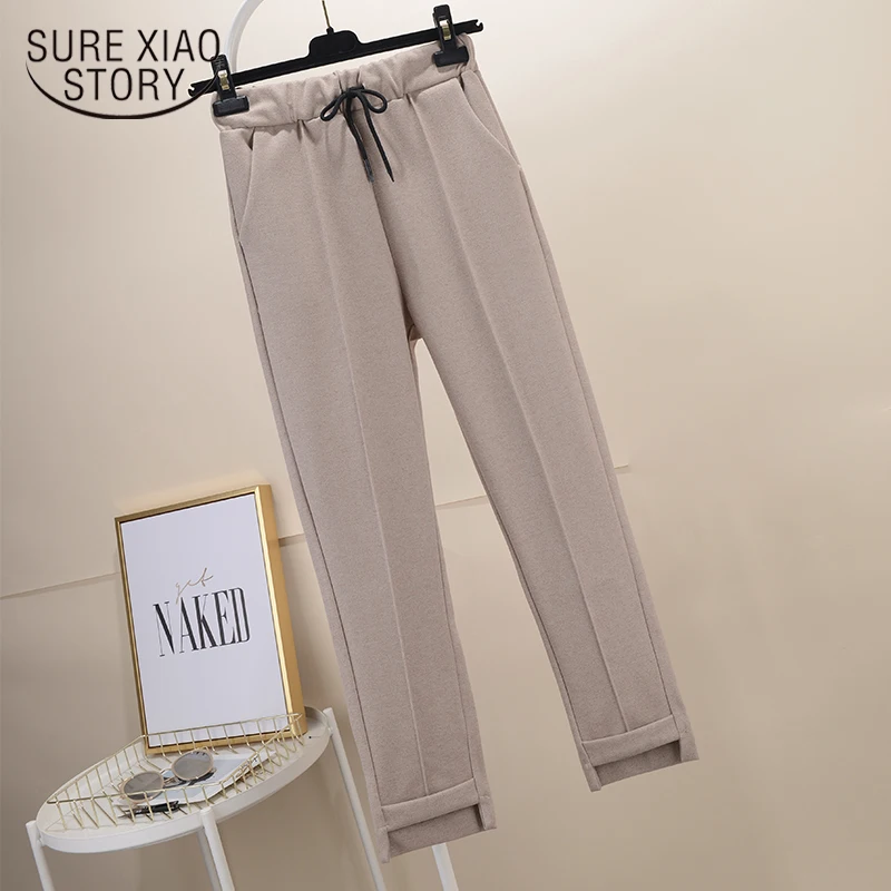 Женские шерстяные брюки Pantalon Femme утолщенные теплые однотонные мягкие свободные с