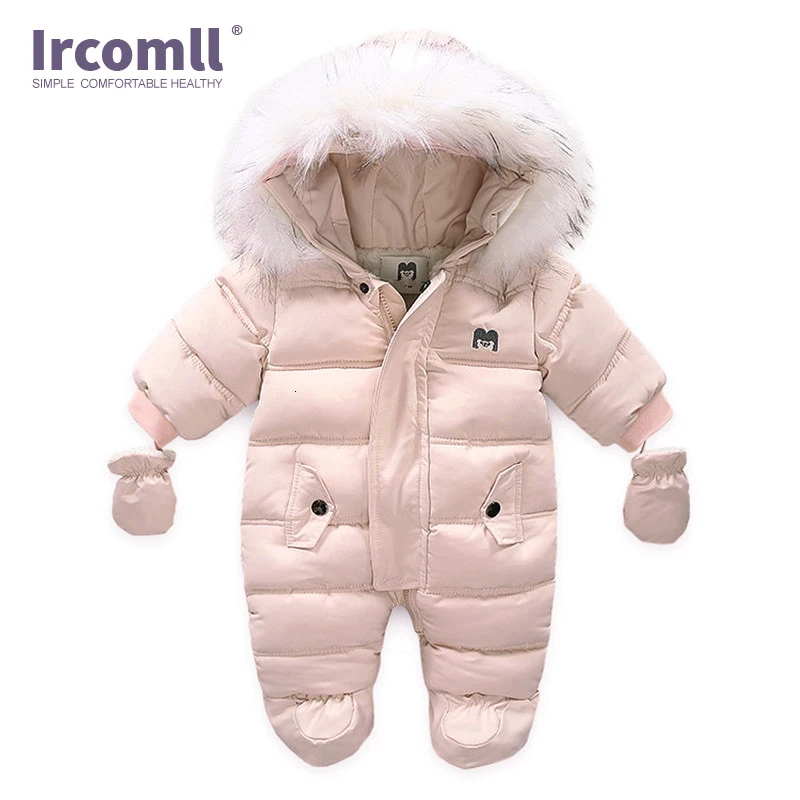 Ircomll/зимняя одежда для новорожденных; комбинезон с капюшоном для малышей; флисовая одежда для мальчиков и девочек; Осенние Комбинезоны; Верхняя одежда для детей - Цвет: pink
