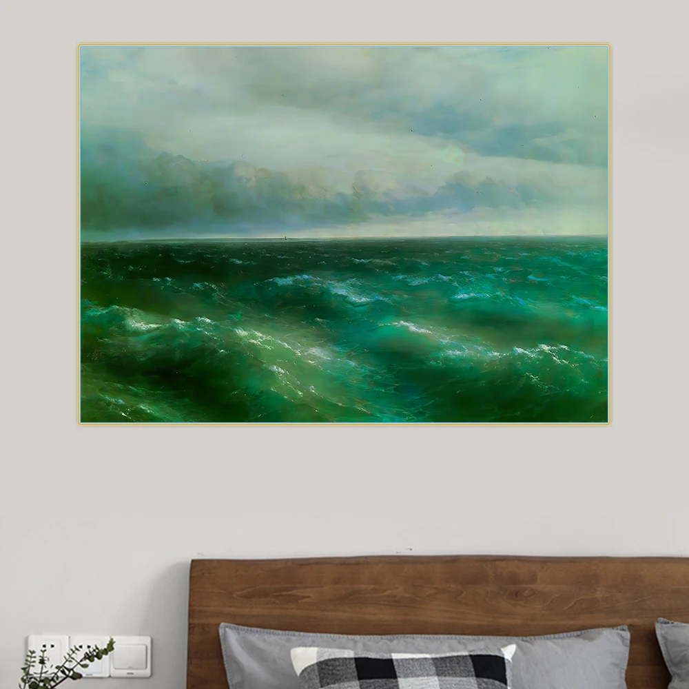 Citon Ivan Aivazovsky《The Black Sea(A storm begins to whip up in the Sea)》Canvas Oil Painting Picture Interior Decoration | Дом и сад