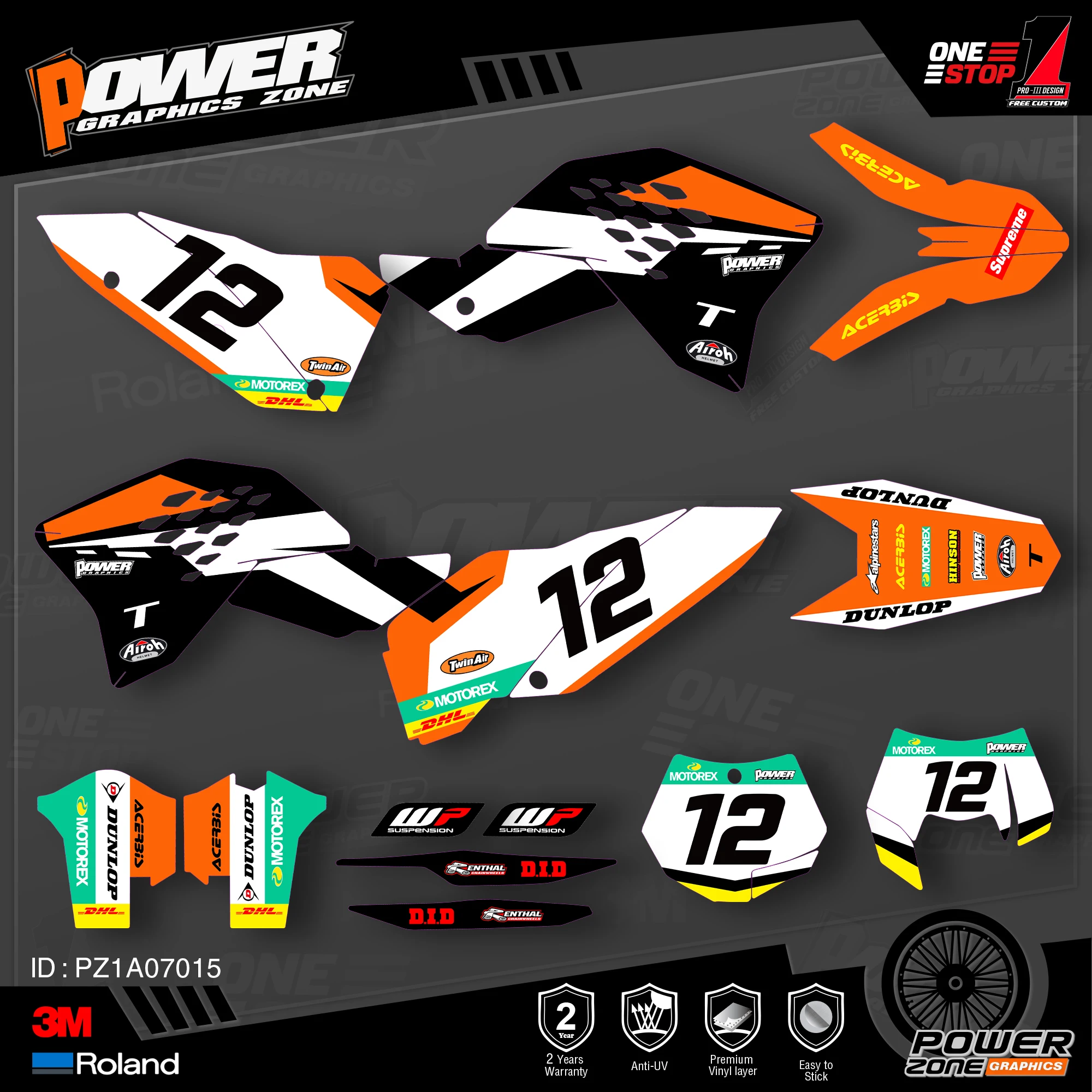 PowerZone Custom Team Graphics деколи для фона 3 м Набор наклеек KTM SX SXF MX 07 10 EXC XCW Enduro 08 11 125 до 500cc