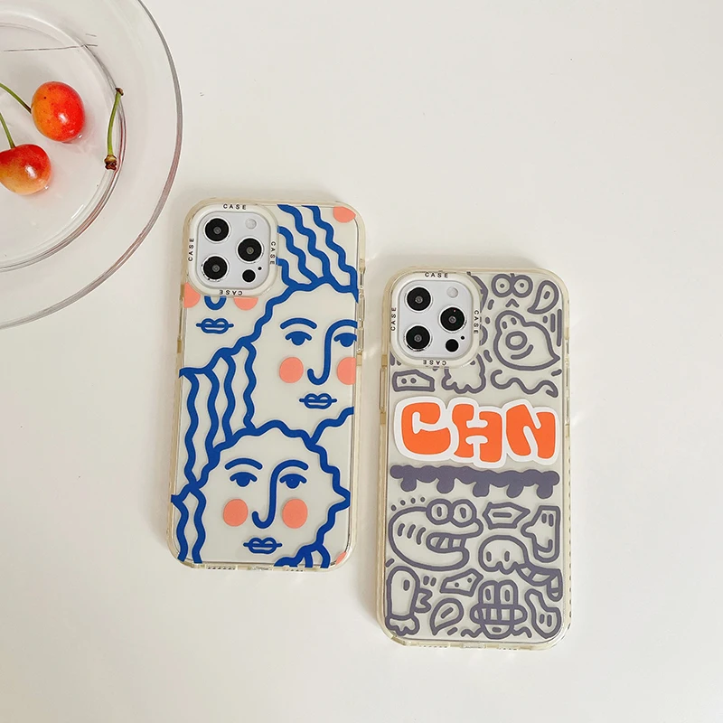 Abstract Art Geometry Graffiti Painting Phone Case For Iphone 11 12 Por