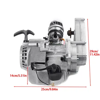 

49cc Dirt Bike Mini Moto Quad Engine 2 Stroke With Transfer Box Carb Pull Start Carburetor Transmission Motor Air Filter