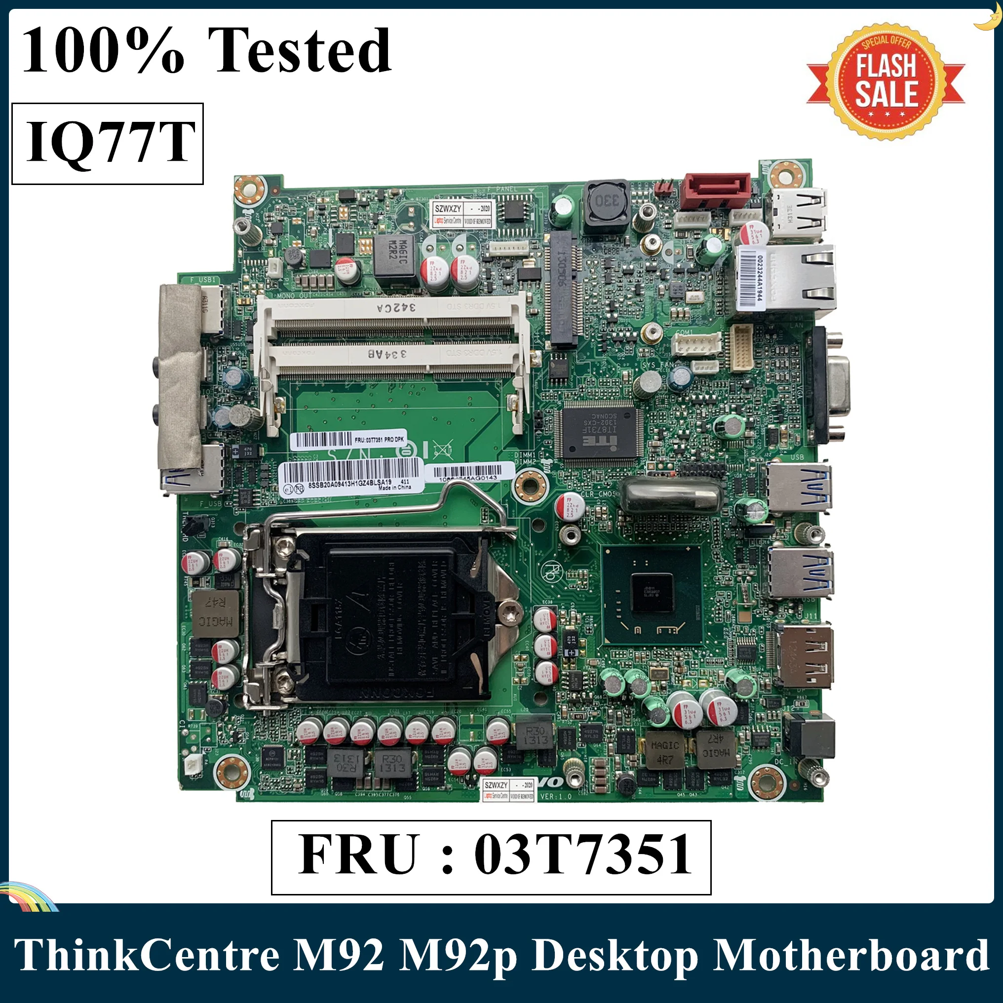 Материнская плата LSC для настольного компьютера Lenovo ThinkCentre M92 M92p IQ77T 03T7351 LGA 1155 DDR3