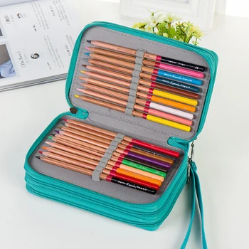 

Students School Supplies Pencil Case 72 Slots Zipper Closure Stationery PU Leather Storage Bag Large Capacity 4 Layers Portable