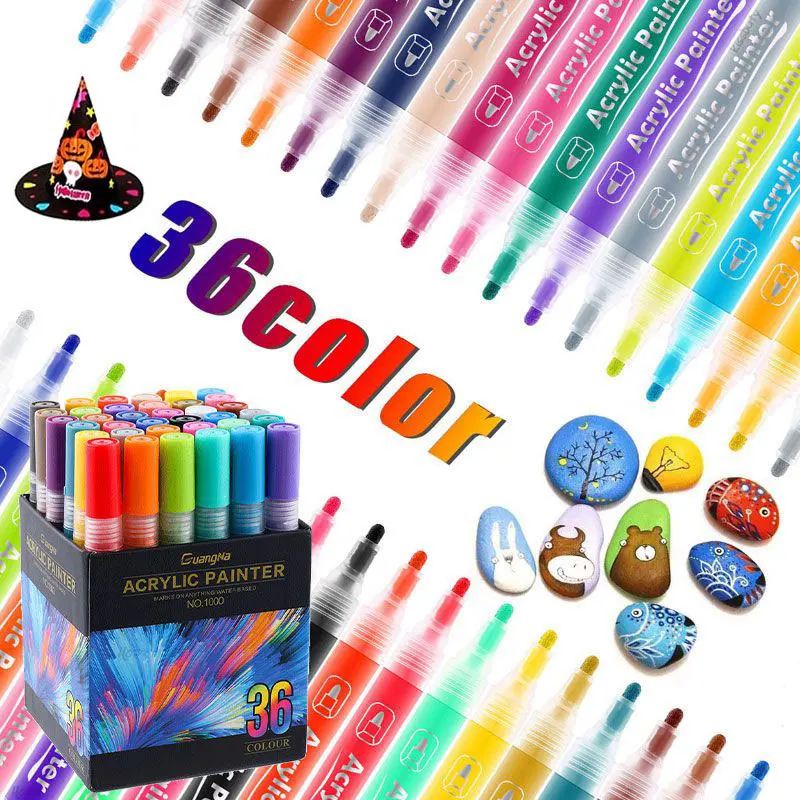 4-36 Colors Acrylic Paint Marker Pens for Rock Painting Stone Ceramic Porcelain Mug Wood Fabric Canvas Marking Pens Art Supplies