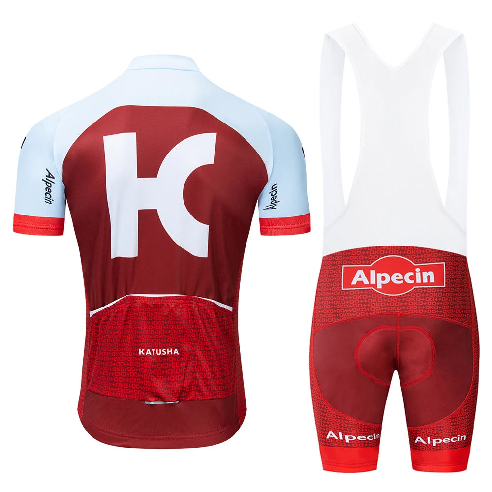 Катюша pro Команда Лето Красный велосипед одежда alpecin короткий рукав комплект одежды Ropa Ciclismo велосипедная одежда спортивный костюм