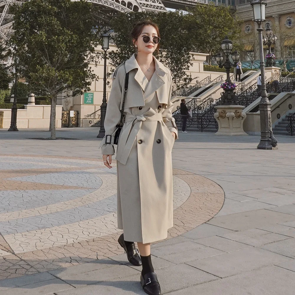 

Photo Shoot CHIC England Elegant xi ge wen Trench Coat 2020 Spring New Style Retro Laziness-Style Double Breasted Coat Women's