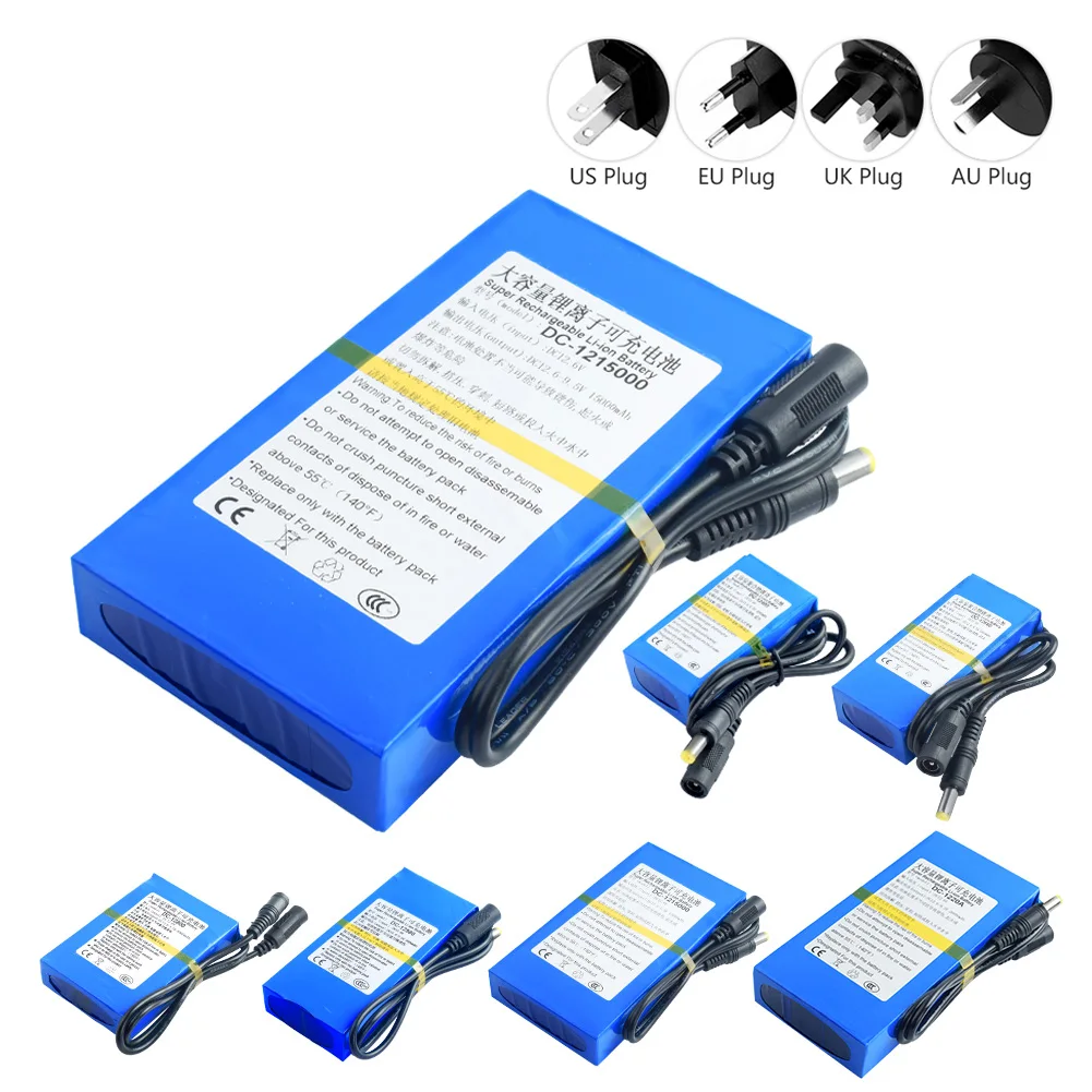 DC 12 V Перезаряжаемые литий-ионный Батарея упаковке с открытыми порами+ штепсельная вилка американского стандарта Зарядное устройство DC-12480/DC-12680/DC-12800/DC-12980/DC-121500/DC-1220A