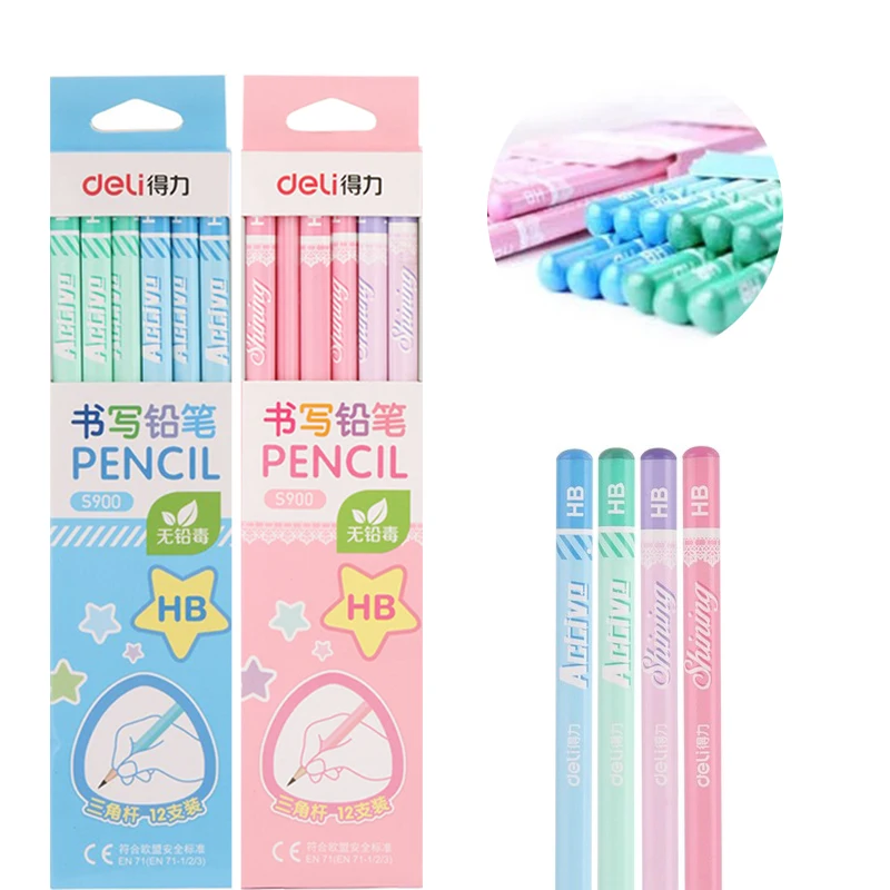 

12pcs/box Deli Pencil Cute Wood Pencil For School HB_S900