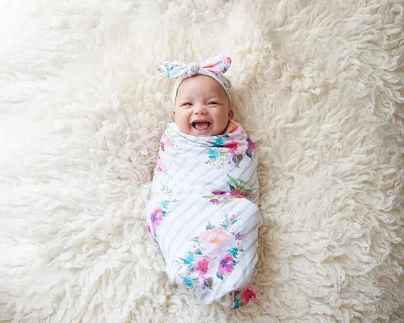 Новорожденный Фотография реквизит малыш мальчик девочка цветочный мягкая пеленка муслин одеяло детская пеленка новорожденный фотография - Цвет: Color 5