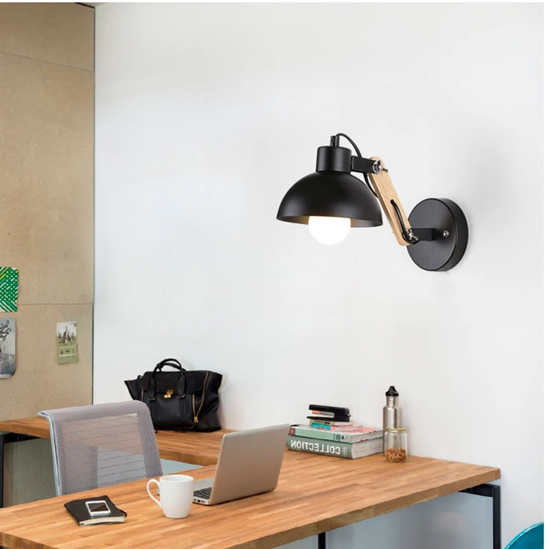 LED Wall Lamp Nordic Bedside Iron Wood Wall Lights Practical Adjustable Reading Study Lighting Home Decors Sconces led wall lamp,wall sconces light,wall lamp