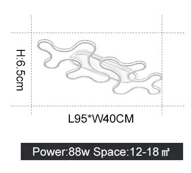 L950xW400mm Креативная современная светодиодная Люстра для гостиной, спальни, кабинета, белого/черного цвета, креативная Современная Потолочная люстра 90-260 в - Цвет абажура: L950xW400mm