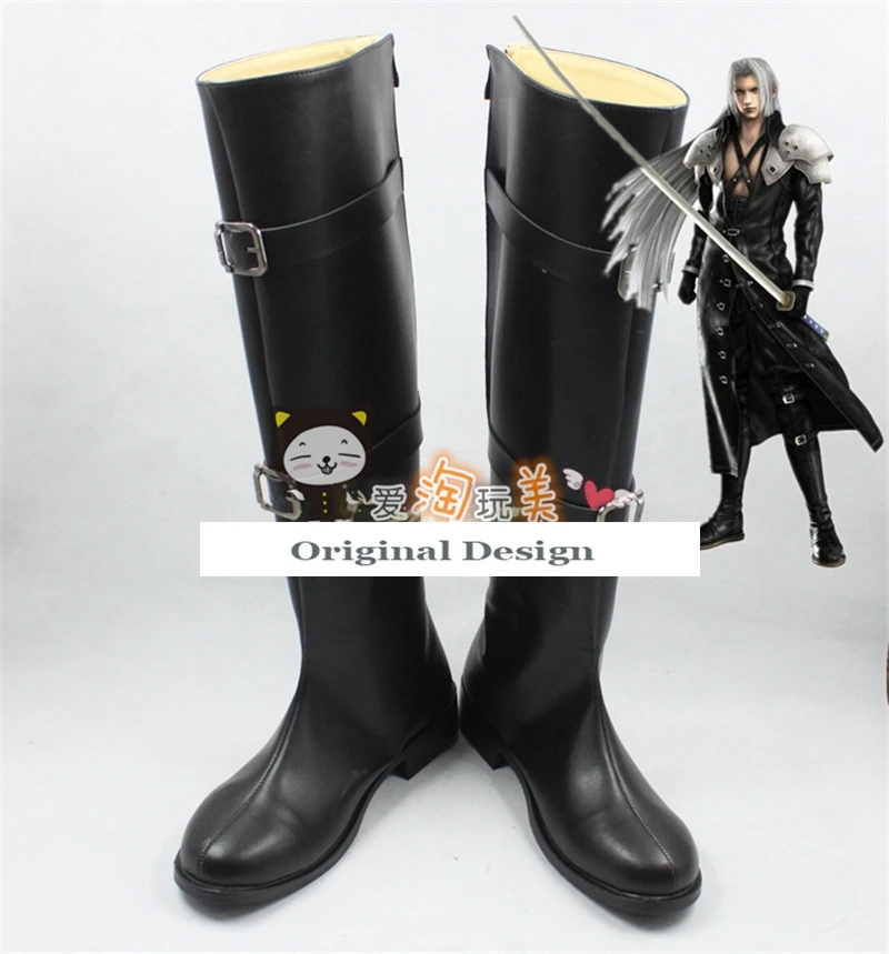 Final Fantasy ноктис люцис кэлум Genesis Sephiroth Zack Fair Cloud Strife Rydia Iris костюм персонажей косплей обувь сапоги - Цвет: Серый