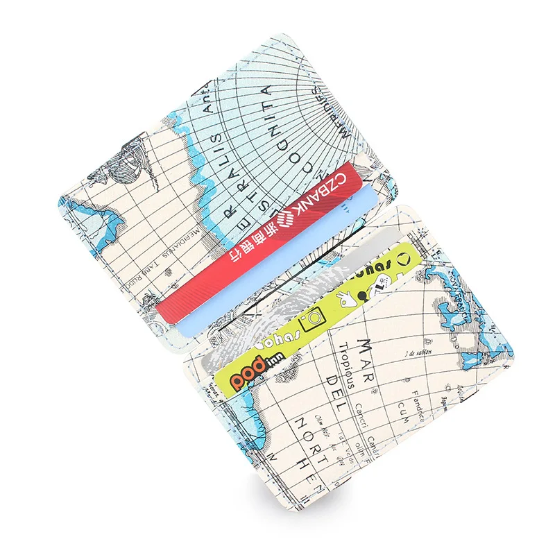 

Novelty Funny World Map Magic Wallet Small Slim Credit Card Holder Women Men Credit Card Holder Wallet PU Leather Porta Cartoes