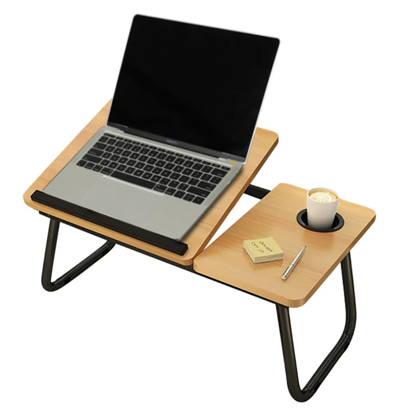 Adjustable Laptop Table for Bed Sofa Portable Notebook Tray Lap Tablet Computer Stand for Eating Writing Reading with Cup Holder