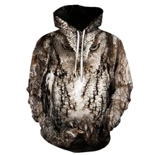 Owl 3D animal print forest hoodies autumn latest Men Women casual hooded sweatshirts Long sleeve pocket hooded baseball uniform