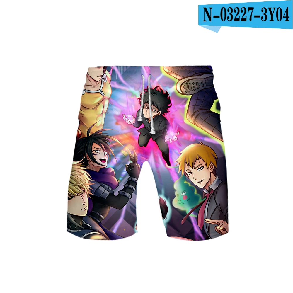 Мужские 3D Mob Psycho 100 шорты 3D шорты летние новые быстросохнущие Mob Psycho 100 мужские шорты в стиле хип-хоп пляжная одежда - Цвет: B