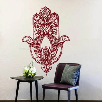 

Art Home Decor Wall Decal Fatima Yoga Studio 3D Vinyl Wall Sticker Fatima Lotus Patterns Indian Buddha Mural Bedroom Decor LL940