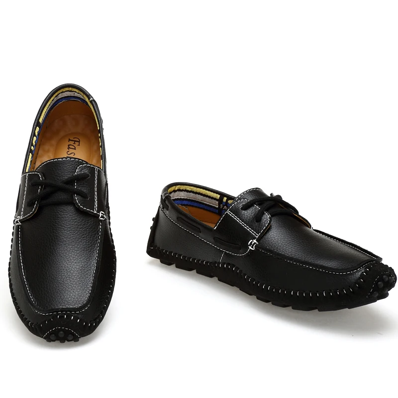 Spring and autumn men's shoes comfortable high quality lightweight lace loafers leathe non-slip wear-resistant large size 47
