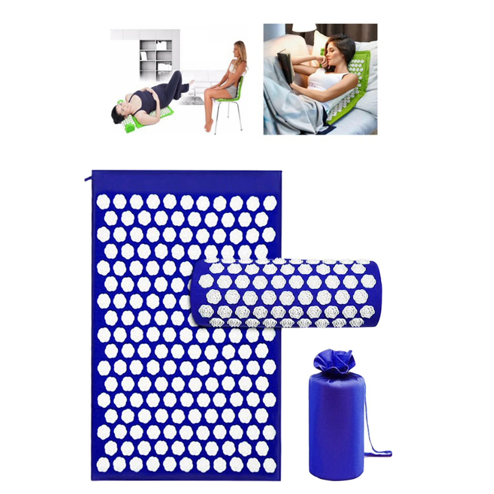 Trigger Point Therapy Acupressure Mat and Pillow Set for Back Neck Pain Relief Relieves Stress