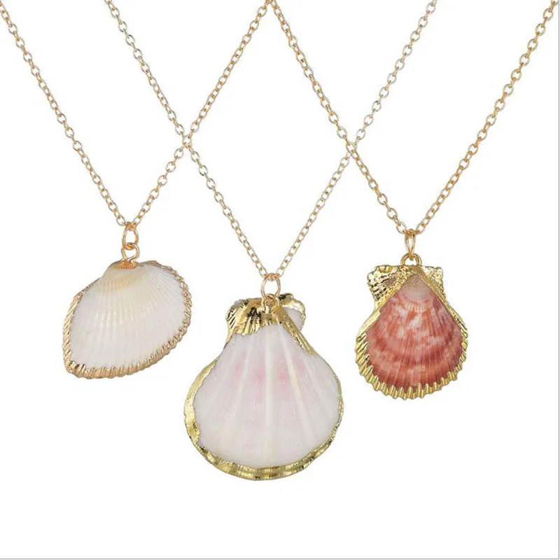 

2019 New Fashion Gold Color Alloy Cowrie Shell Necklace for Women Conch Pendant Necklace Summer Jewelry Conch shell necklace